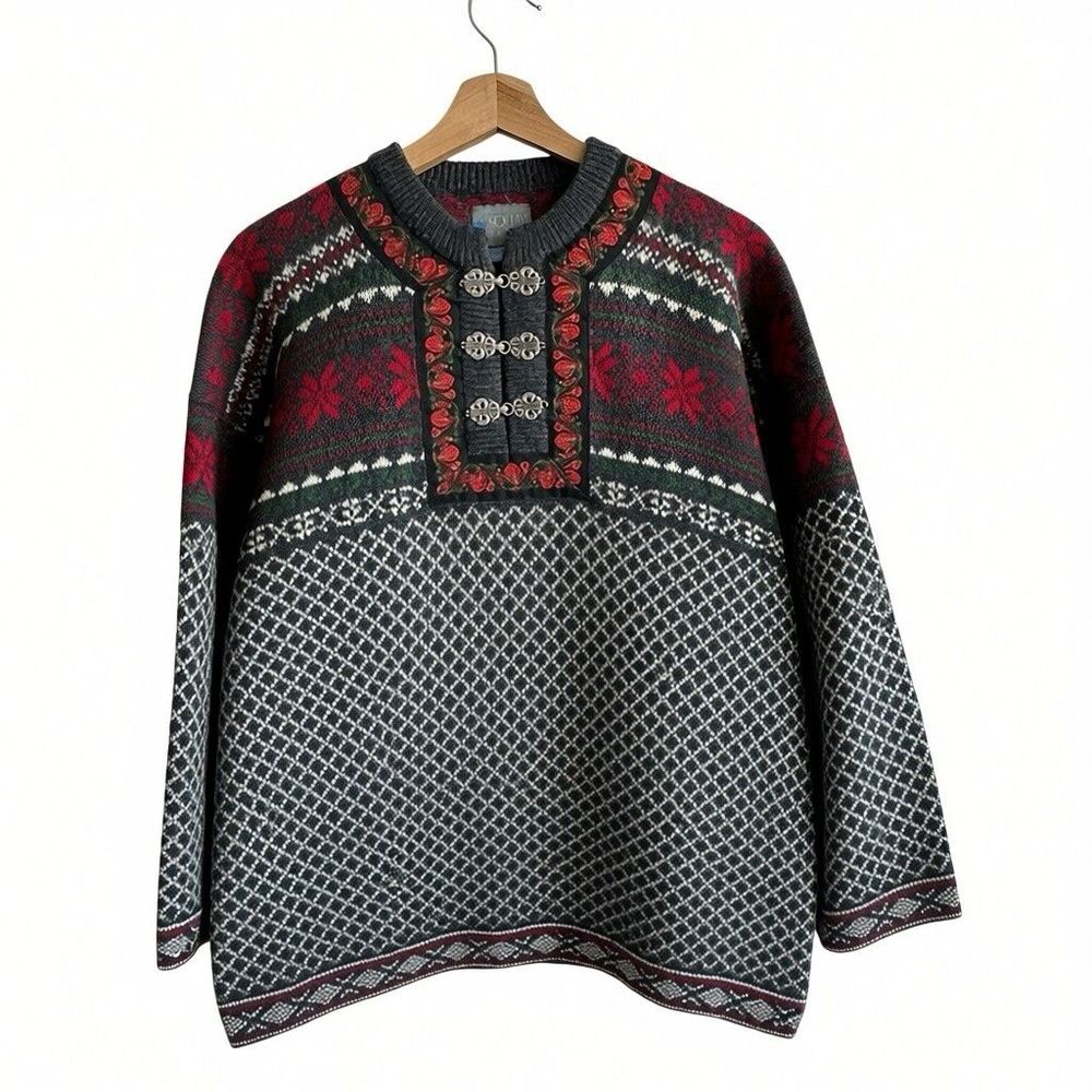 Squaw Valley Sweater Sz L VTG Fair Isle Icelandic Nordic Wool Pullover